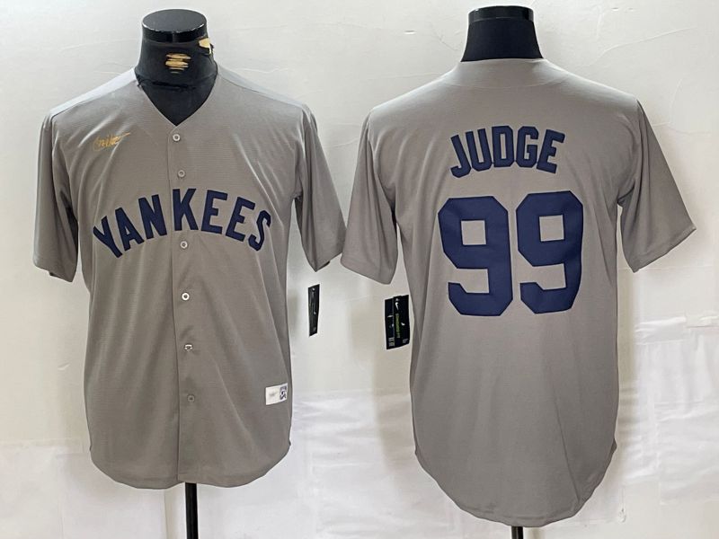 Men New York Yankees 99 Judge Grey Throwback Nike Game 2024 MLB Jersey style 10